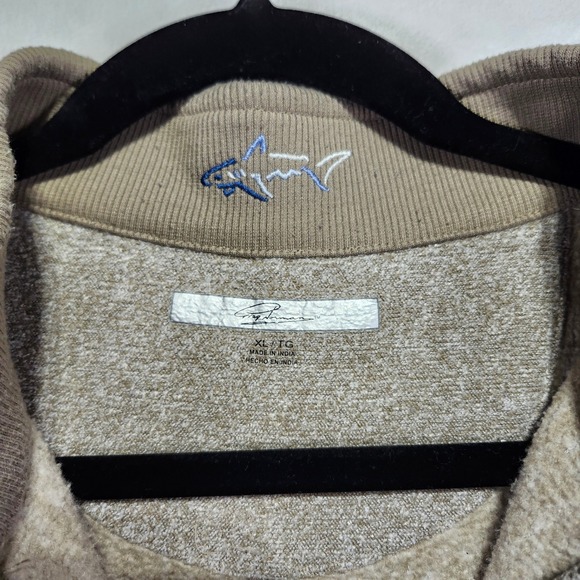 Greg Norman Mens Quarter Zip Pullover Sweater XL TG Beige Heathered Fleece Golf - Picture 4 of 8